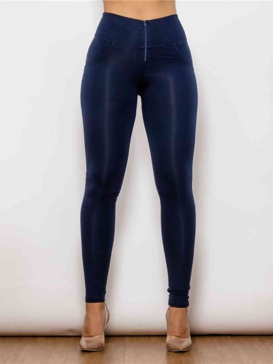 Full Size Zip Detail High Waist Leggings