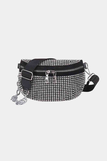 Rhinestone PU Leather Sling Bag - Create the impossible