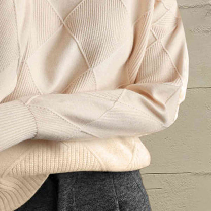 Geometric Turtleneck Long Sleeve Sweater - Create the impossible