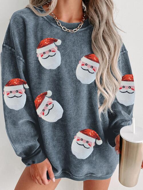 Sequin Santa Patch Ribbed Sweatshirt - Create the impossible