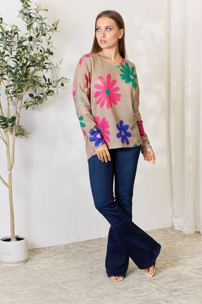 Hopely Full Size Floral V-Neck Long Sleeve Top - Create the impossible