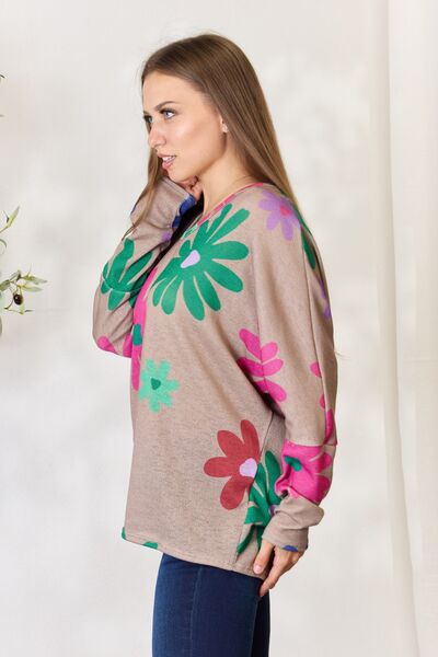 Hopely Full Size Floral V-Neck Long Sleeve Top - Create the impossible