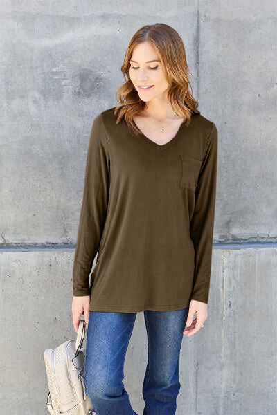 Basic Bae Full Size V-Neck Long Sleeve Top - Create the impossible