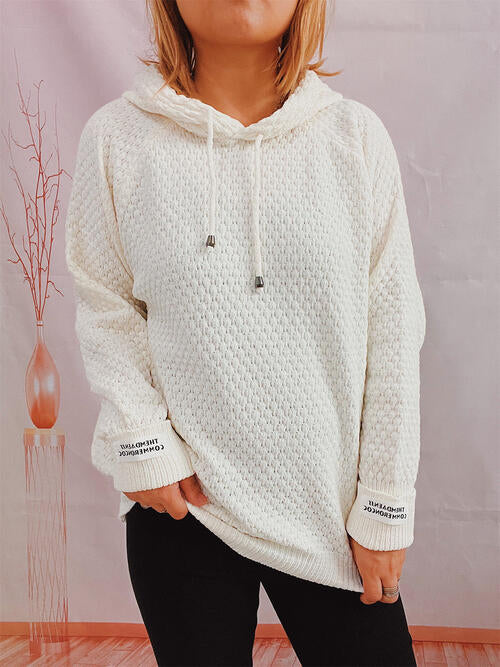 Drawstring Long Sleeve  Hooded Sweater - Create the impossible