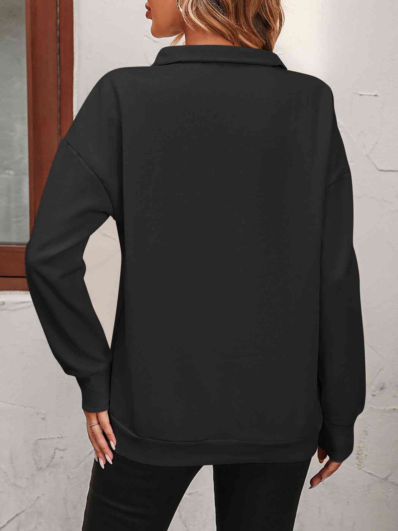 Zip-Up Dropped Shoulder Sweatshirt - Create the impossible