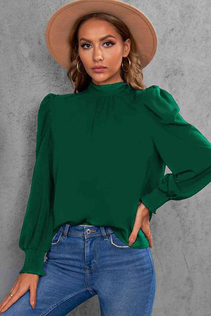 Mock Neck Puff Sleeve Blouse - Create the impossible