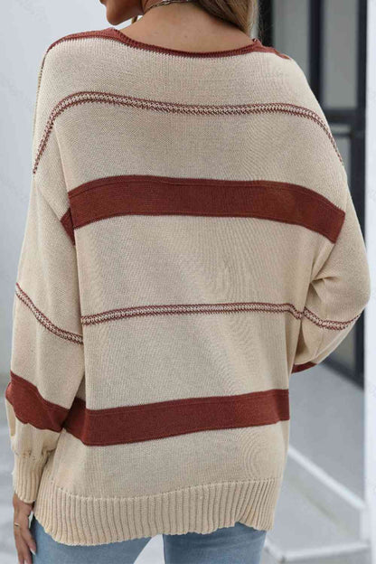 Contrast Long Sleeve Knit Top