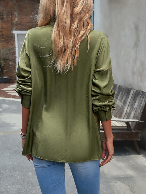 Buttoned Tassel Collared Neck Shirt