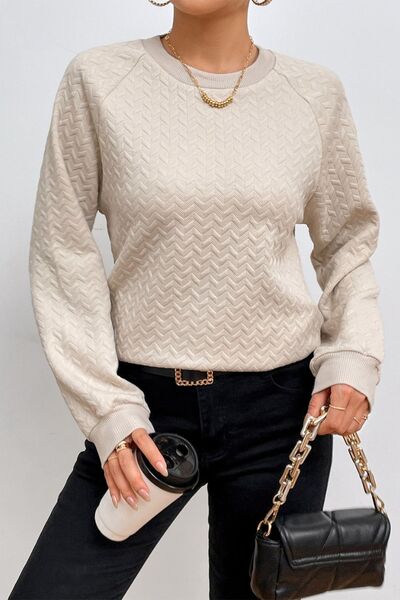 Texture Round Neck Long Sleeve Sweatshirt - Create the impossible
