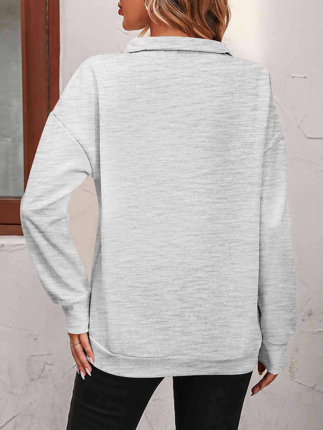Zip-Up Dropped Shoulder Sweatshirt - Create the impossible
