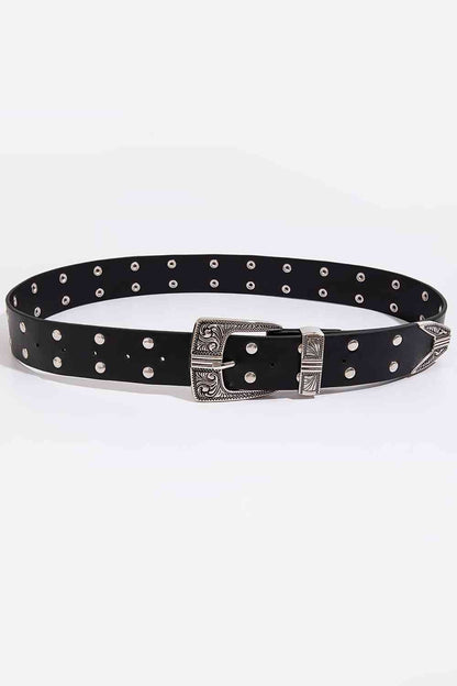 Double Row Studded PU Leather Belt