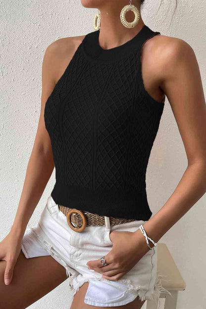 Round Neck Sleeveless Knit Top