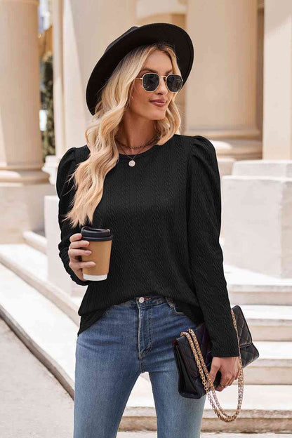 Round Neck Puff Sleeve Blouse - Create the impossible