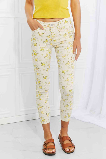 Judy Blue Full Size Golden Meadow Floral Skinny Jeans