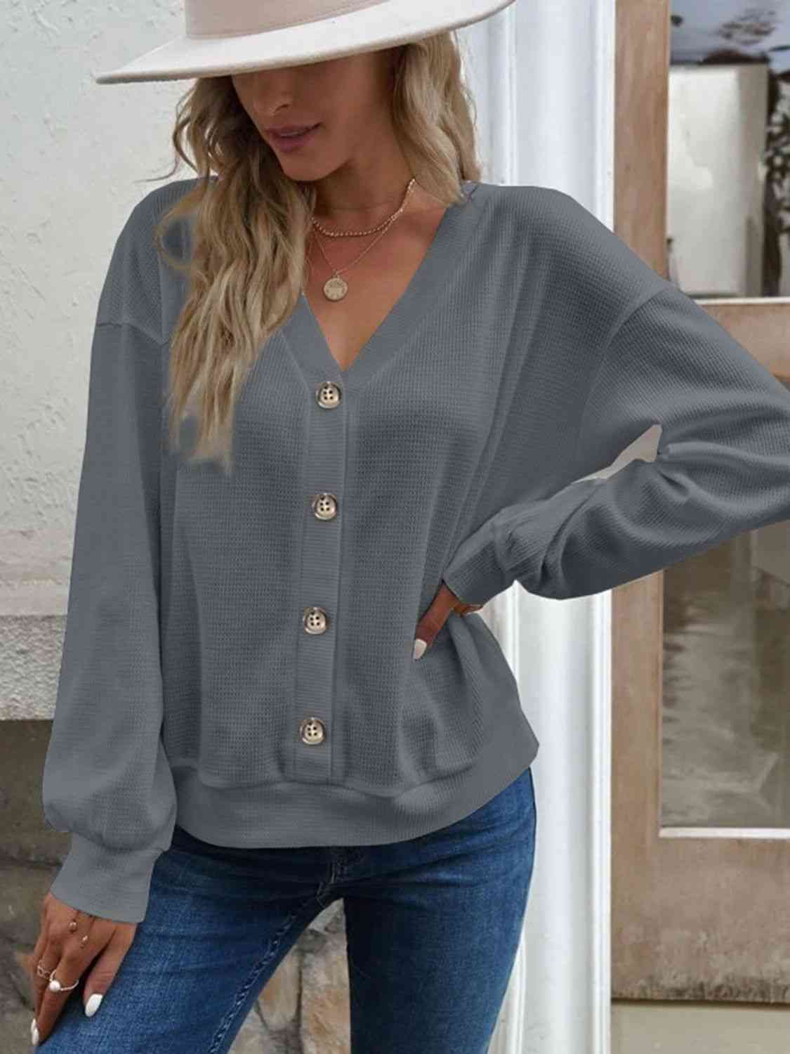 V-Neck Dropped Shoulder Blouse - Create the impossible