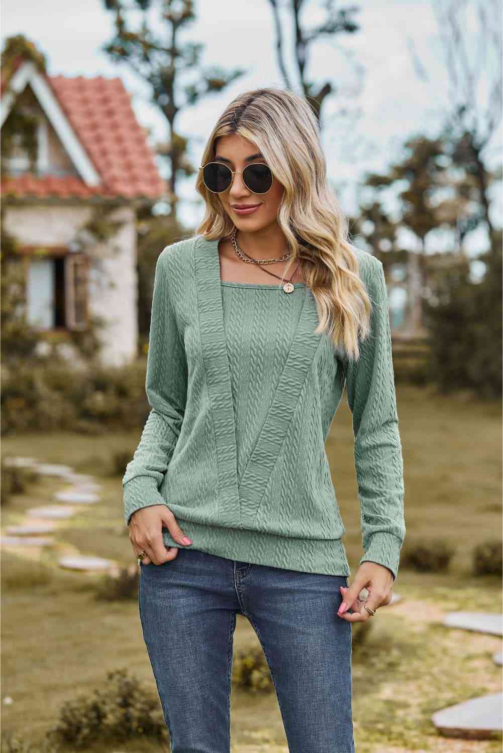 Square Neck Long Sleeve Blouse - Create the impossible