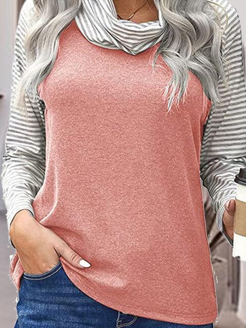 Striped Turtleneck Long Sleeve T-Shirt