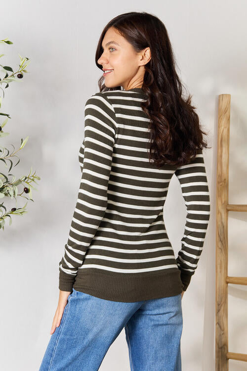 Zenana Full Size Striped Snap Down Cardigan - Create the impossible