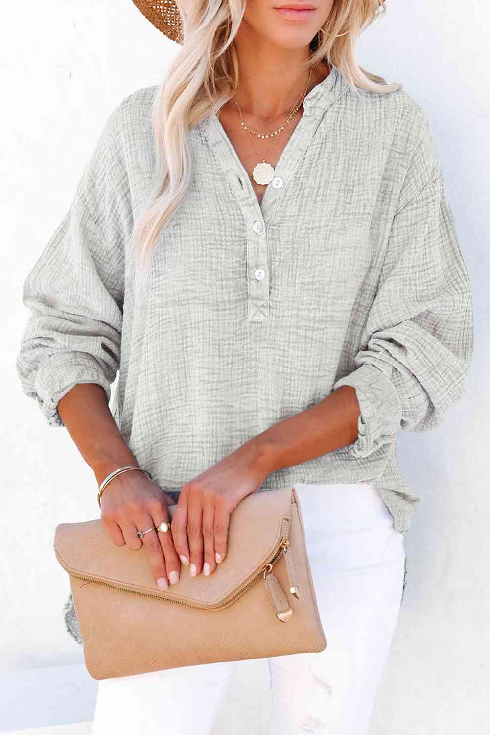 Buttoned Long Sleeve Blouse - Create the impossible