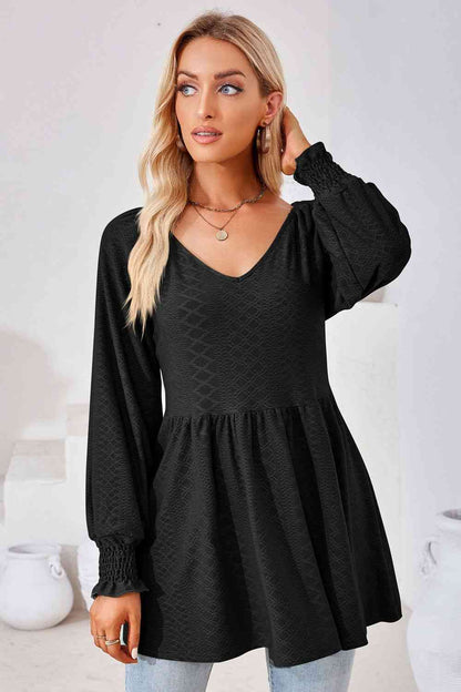 V-Neck Lantern Sleeve Blouse - Create the impossible