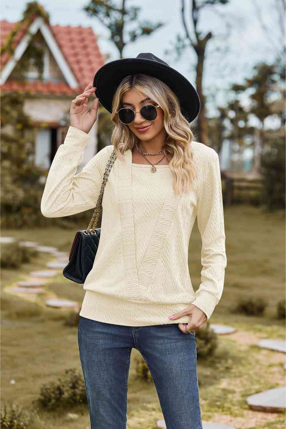 Square Neck Long Sleeve Blouse - Create the impossible