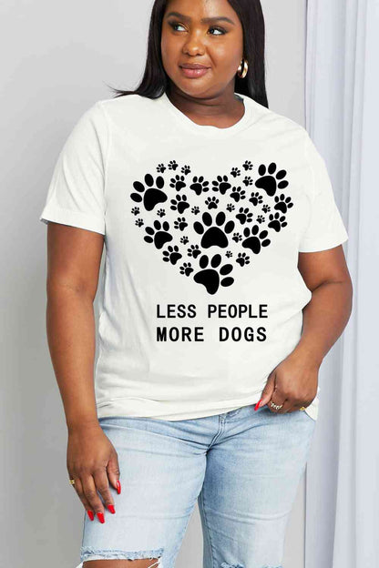 Simply Love Simply Love Full Size LESS PEOPLE MORE DOGS Heart Graphic Cotton Tee