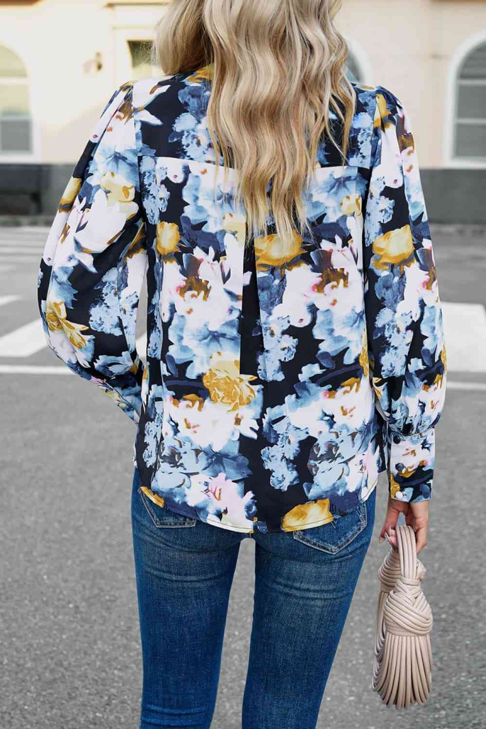 Printed Lantern Sleeve Shirt