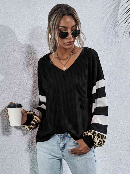 Leopard Striped Waffle-Knit Top - Create the impossible