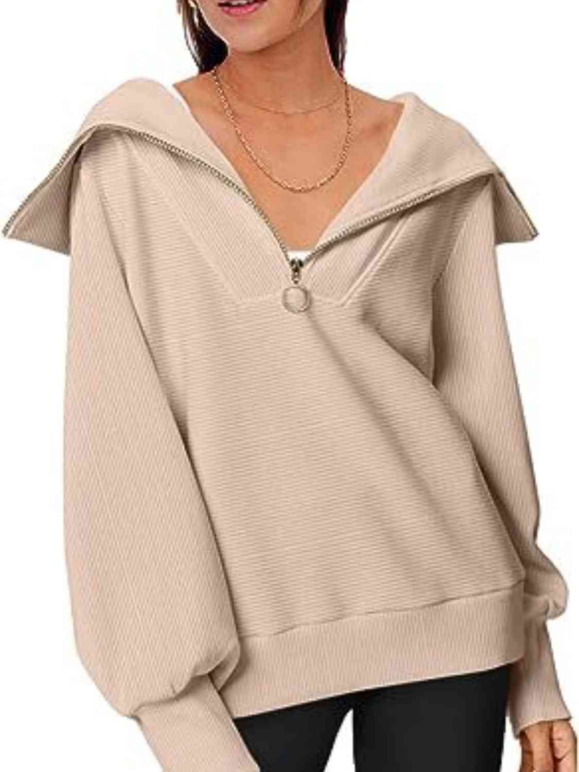 Half-Zip Lantern Sleeve Top - Create the impossible