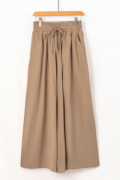 Drawstring Waist Wide Leg Pants