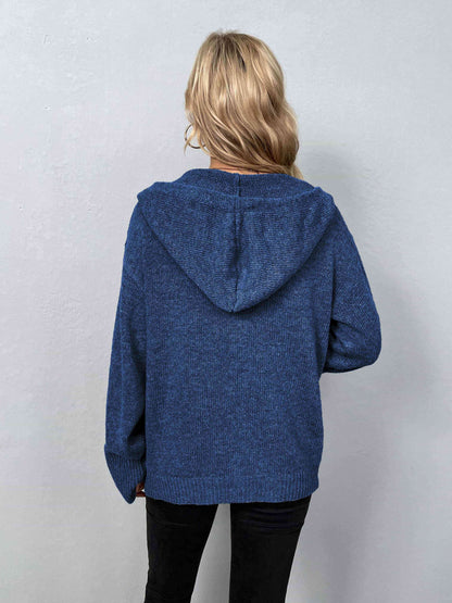 Button-Down Long Sleeve Hooded Sweater - Create the impossible