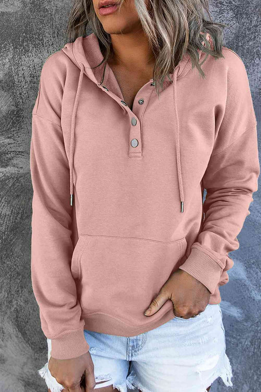 Dropped Shoulder Long Sleeve Hoodie with Pocket - Create the impossible