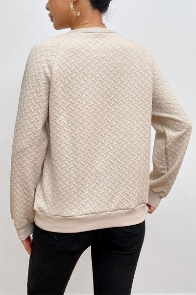 Texture Round Neck Long Sleeve Sweatshirt - Create the impossible