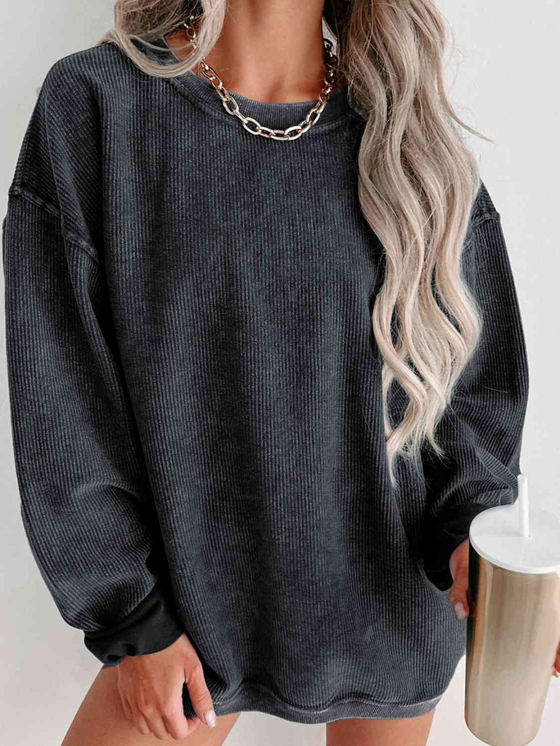 Round Neck Dropped Shoulder Sweatshirt - Create the impossible