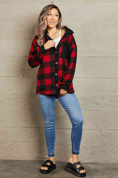 Heimish Make It Last Full Size Contrast Plaid Shacket - Create the impossible