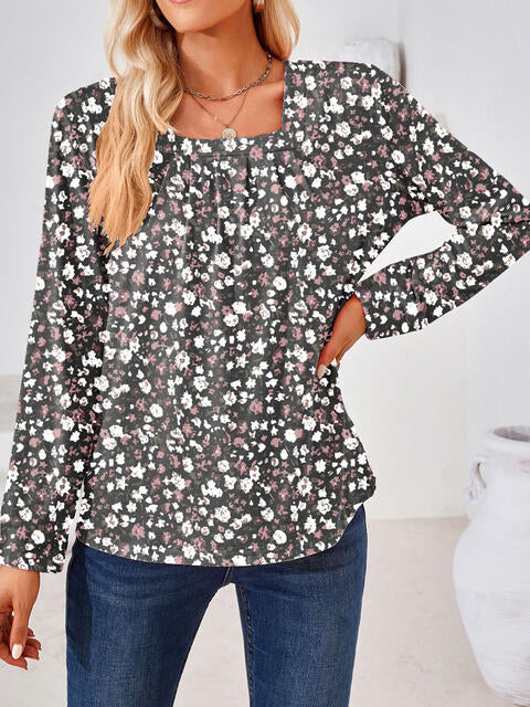 Full Size Square Neck Long Sleeve Blouse