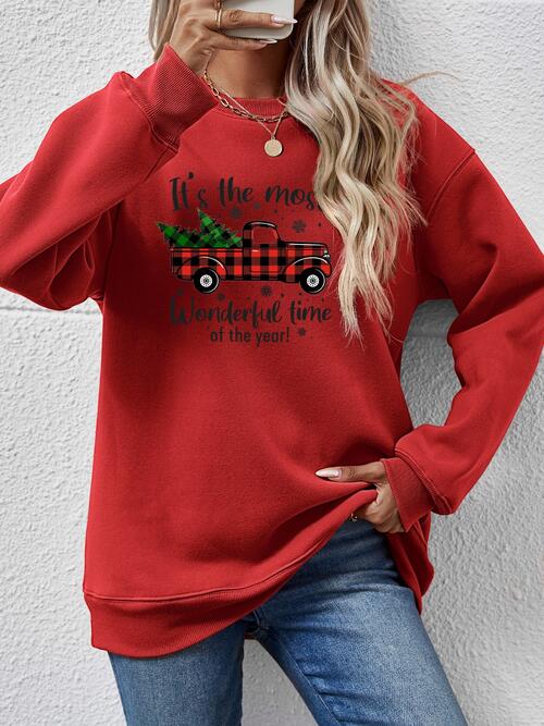 Graphic Round Neck Long Sleeve Sweatshirt