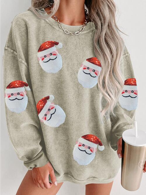 Sequin Santa Patch Ribbed Sweatshirt - Create the impossible
