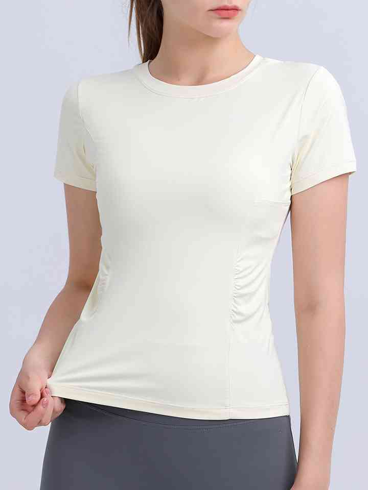 Round Neck Short Sleeve Active Top