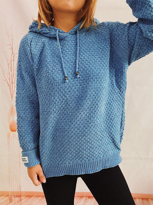 Drawstring Long Sleeve  Hooded Sweater - Create the impossible