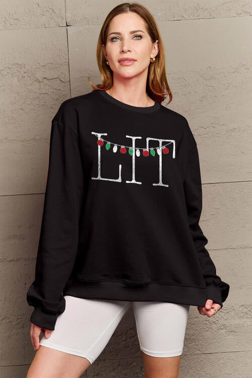 Simply Love Full Size LIT Long Sleeve Sweatshirt