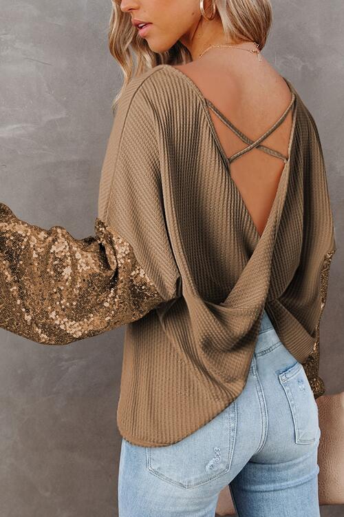 Sequin Waffle-Knit Blouse - Create the impossible