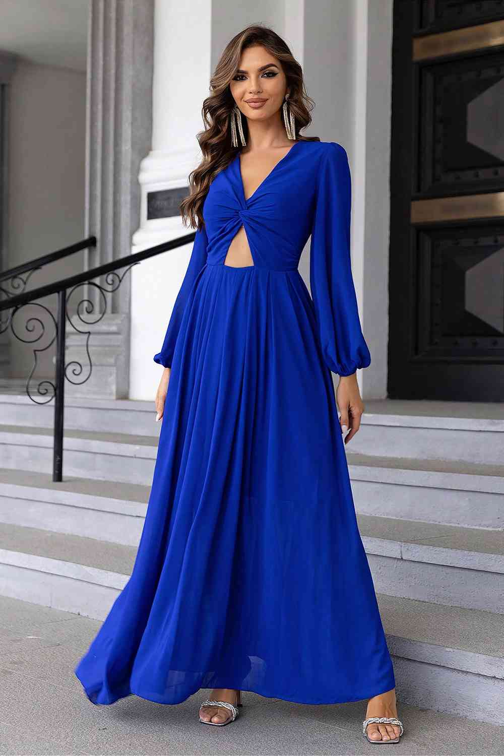 Twist Front Cutout Long Sleeve Dress - Create the impossible