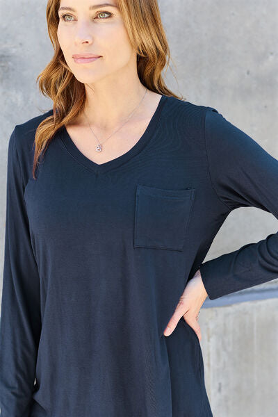 Basic Bae Full Size V-Neck Long Sleeve Top - Create the impossible