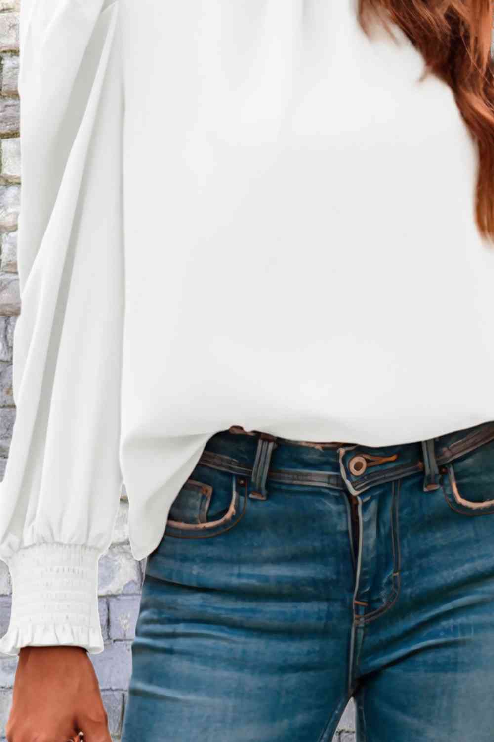 Mock Neck Puff Sleeve Blouse - Create the impossible