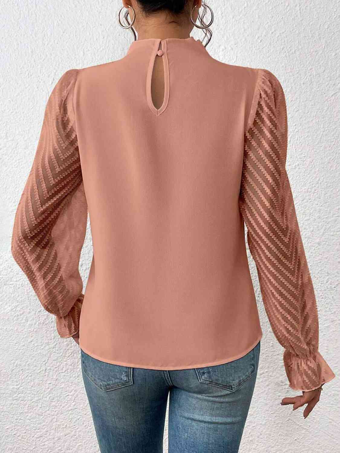 Mock Neck Flounce Sleeve Blouse - Create the impossible