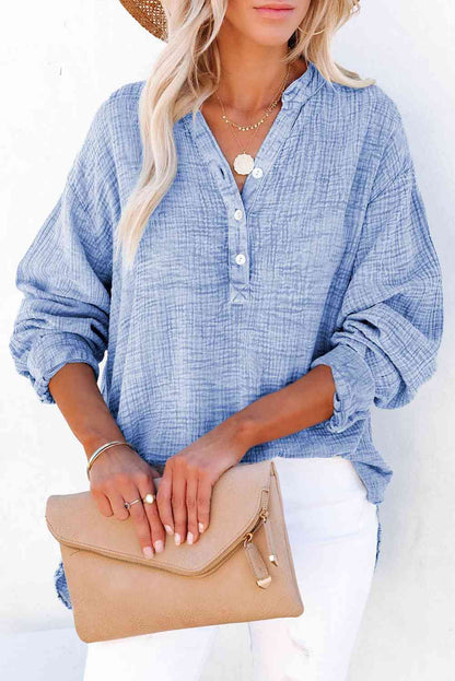 Buttoned Long Sleeve Blouse - Create the impossible