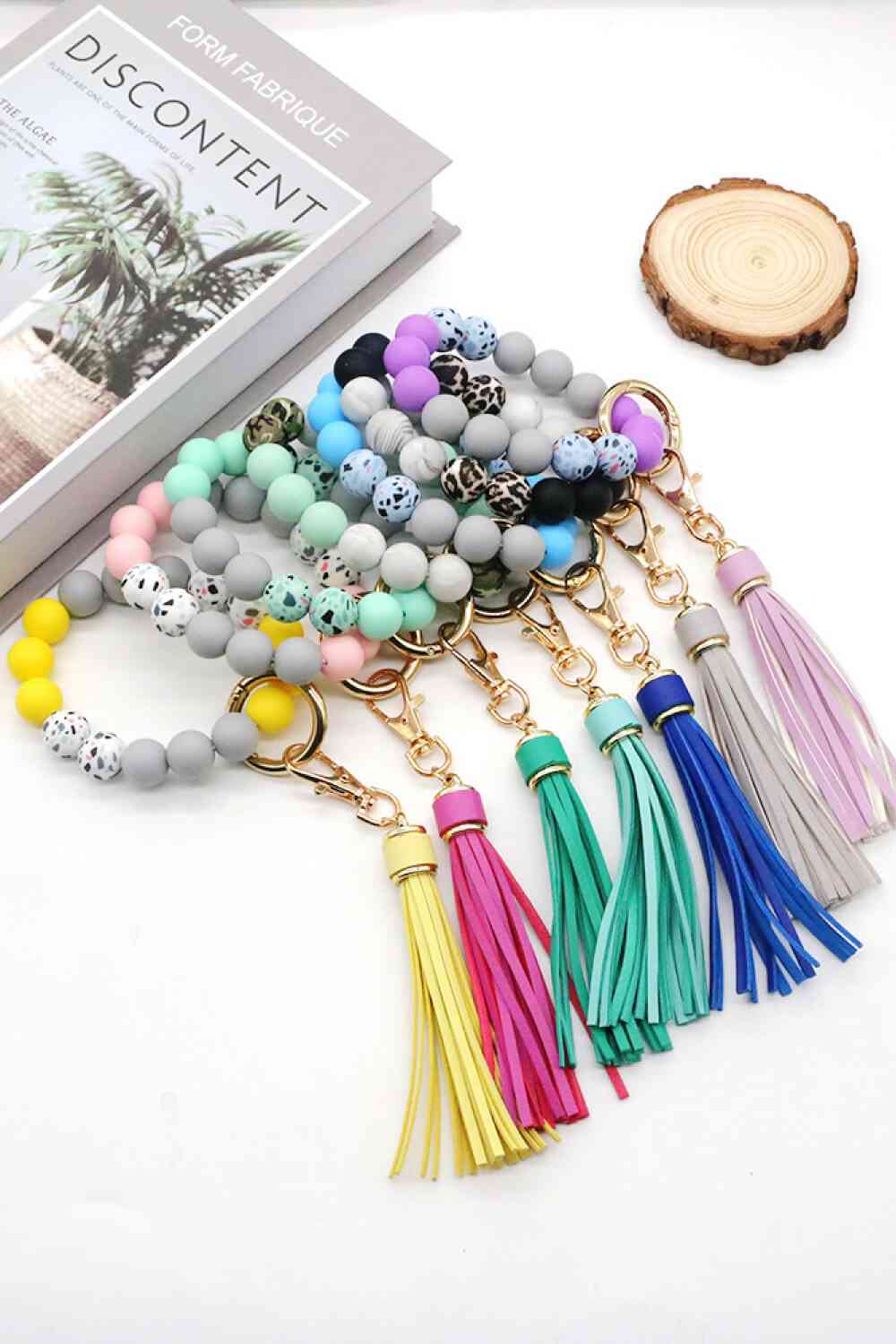 Assorted 2-Pack Multicolored Beaded Tassel Keychain