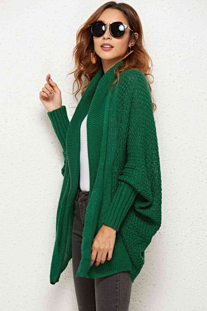 Open Front Dolman Sleeve Longline Cardigan