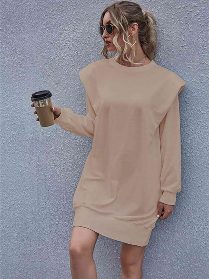 Round Neck Long Sleeve Mini Dress